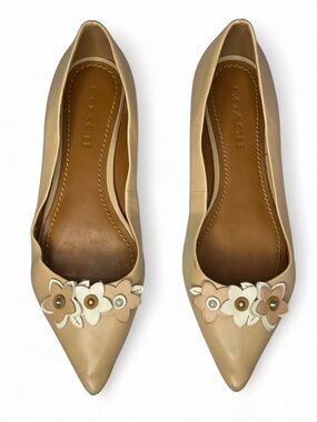 Women’s Coach Pointed Toe 3D Floral Appliqué Flat Dress Casual Shoes EU 39.5